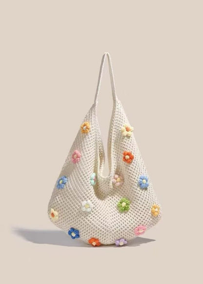 BloomTide - Crochet Shoulder Bag with 3D Floral Accents