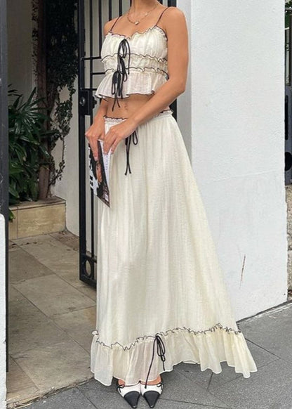 Isla Bow-Tie Ruffle Set – Two-Piece Maxi Skirt & Crop Top Ensemble