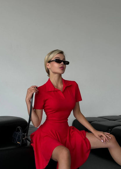 Blush Serve - Pleated Polo Mini Dress