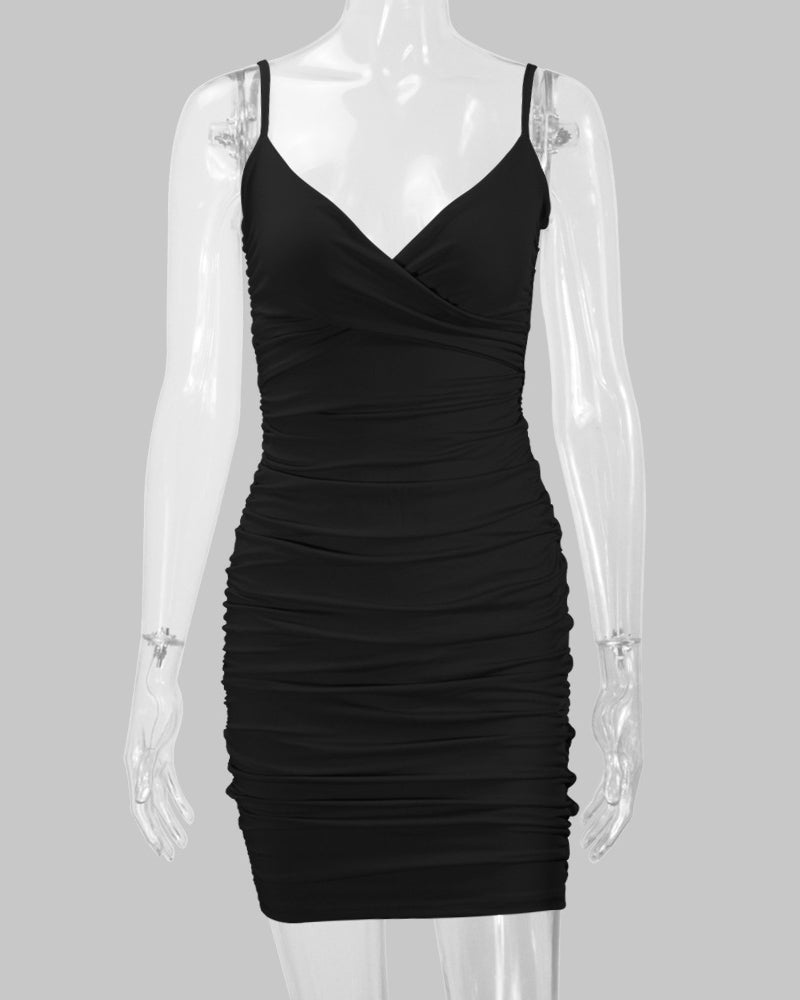 Deep V Suspender Mini Dress