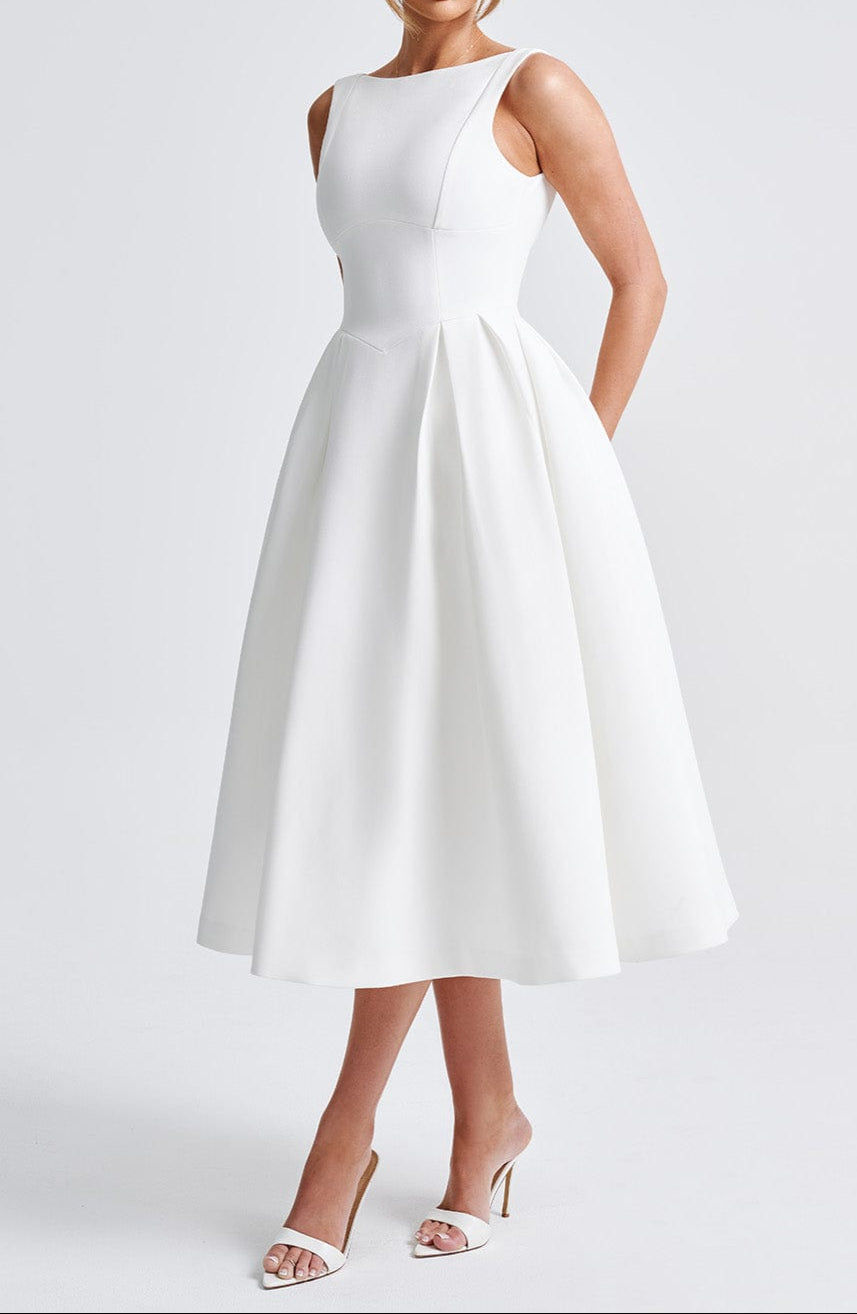 Alejandra Midi Dress-Ivory