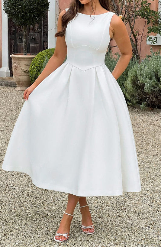 Alejandra Midi Dress-Ivory
