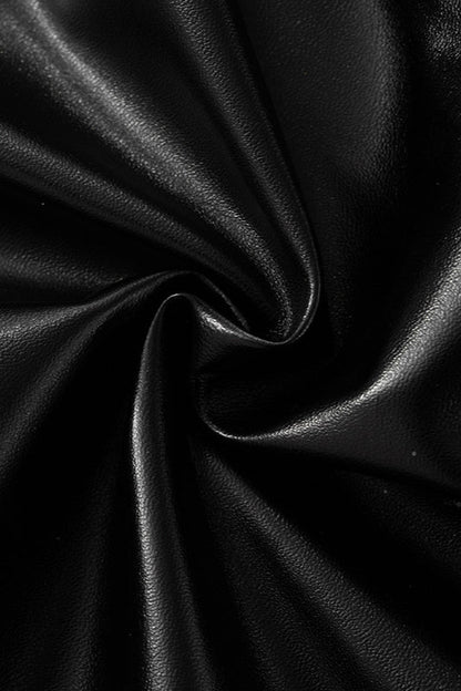 Faux Leather Mesh One Shoulder Bodycon Mini Dress