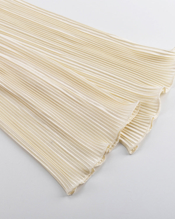 Slim Fit Flared Long Sleeve Pleated Shirt