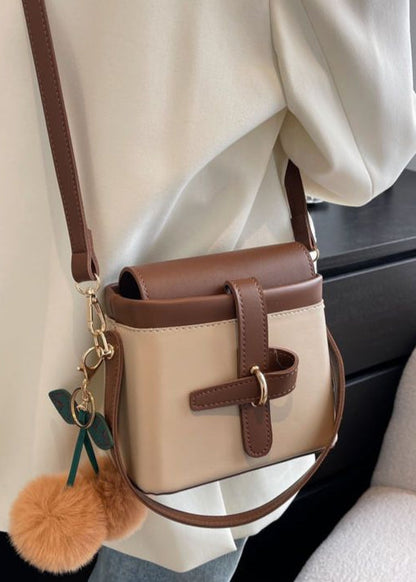 Sienna Buckle Mini Crossbody – Two-Tone PU Leather Shoulder Bag