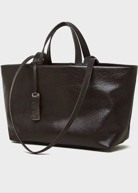 Corvina - Structured Leather Tote with Crossbody Strap