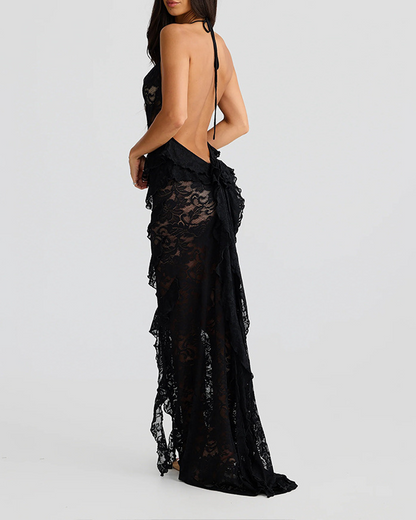 Lace Backless Slip Dress