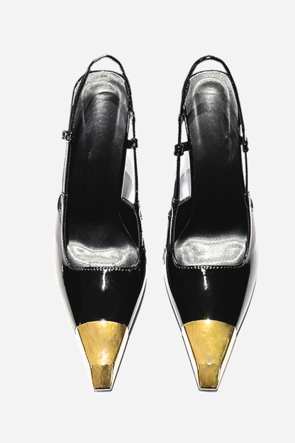 Zapatos de tacón negros con hebilla Salomé 