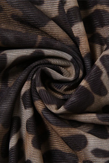 Leopard Mesh V Neck Backless Cami Mini Dress