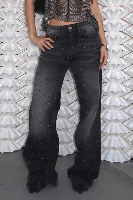 Vintage Rhinestone Low Waisted Jeans