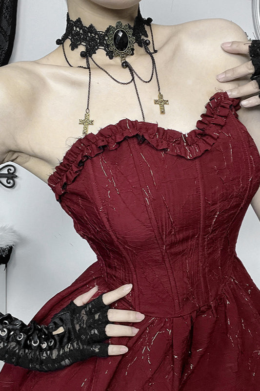 Bustier Waist Jacquard Mini Dress