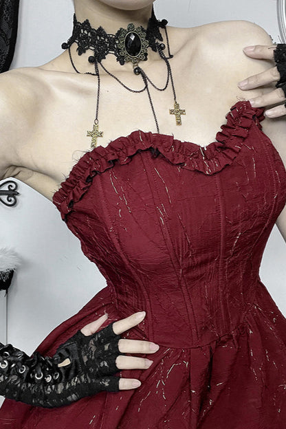 Bustier Waist Jacquard Mini Dress