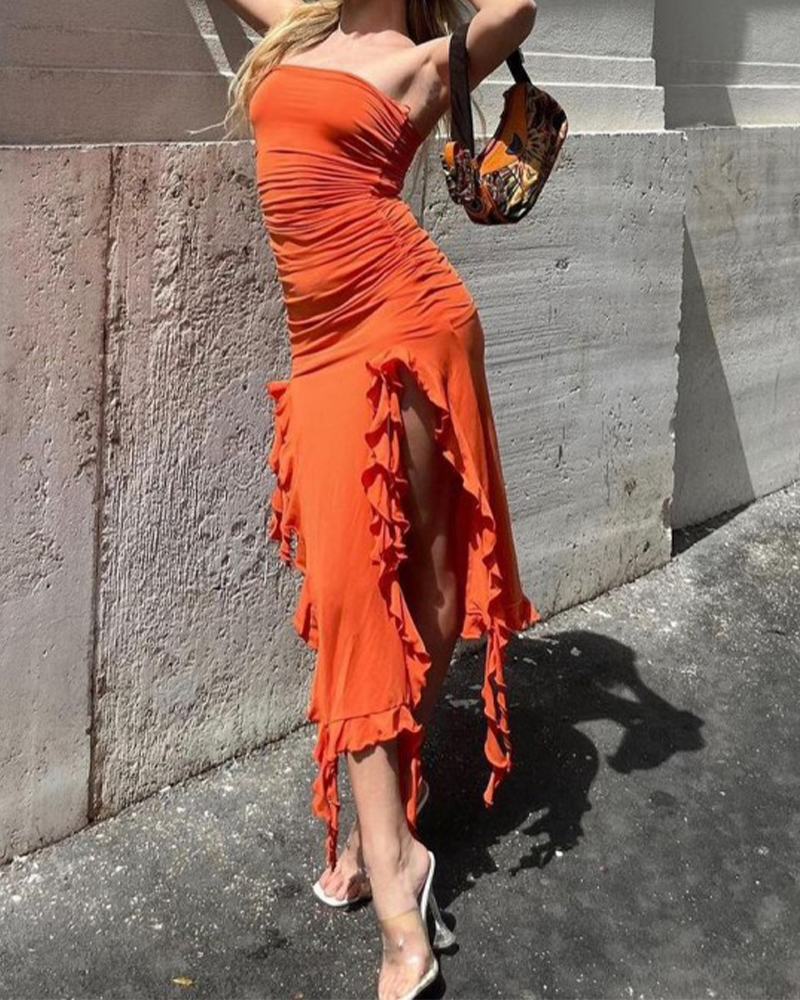 Strapless Irregular Dress