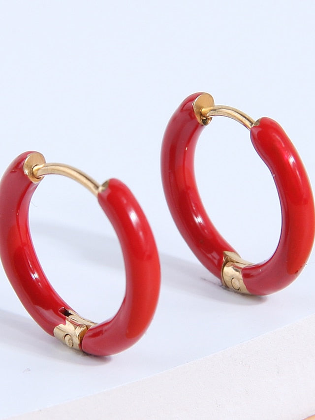 1 Pair Hoop Earrings Earrings For Office Work Daily Stainless Steel Circle Fashion for Women