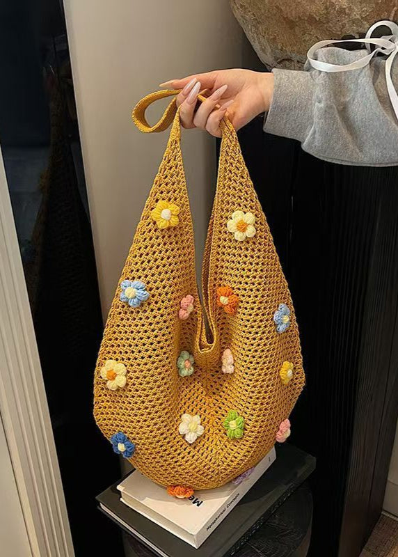 BloomTide - Crochet Shoulder Bag with 3D Floral Accents