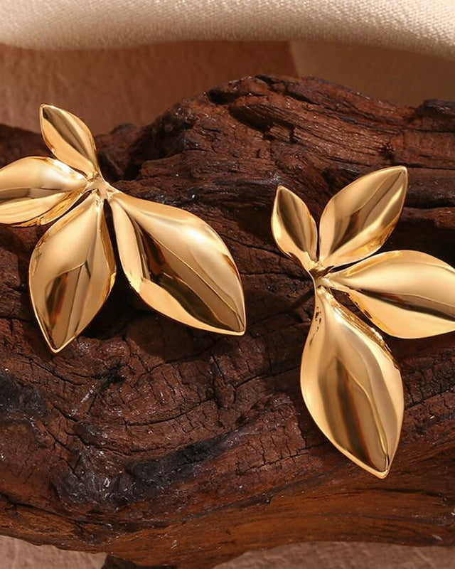 Glossy Flower Leaf Earrings