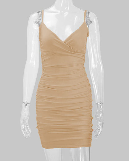 Deep V Suspender Mini Dress