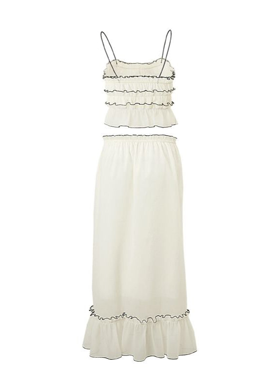 Isla Bow-Tie Ruffle Set – Two-Piece Maxi Skirt & Crop Top Ensemble