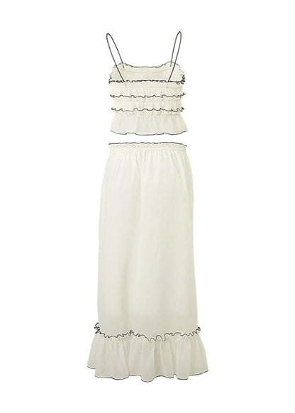 Isla Bow-Tie Ruffle Set – Two-Piece Maxi Skirt & Crop Top Ensemble