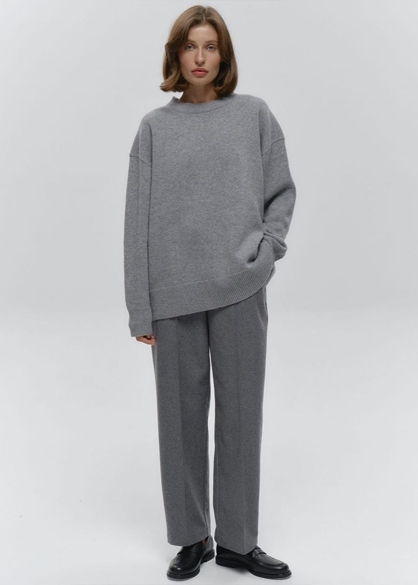 Cocoa Haze - Relaxed Knit Pullover Sweater
