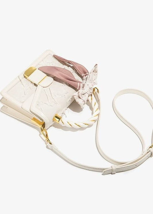 Roselle - Lace-Embellished Mini Top-Handle Bag with Scarf Detail