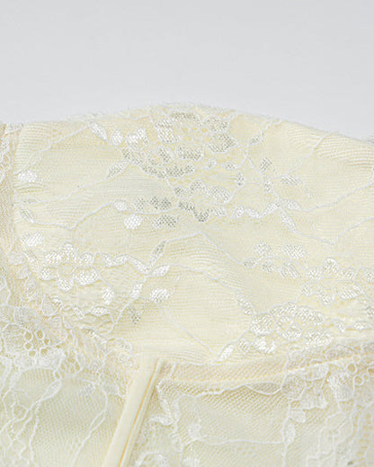 Collage Lace See-Through Double-Layer Short Chest Wrap Skirt Sets