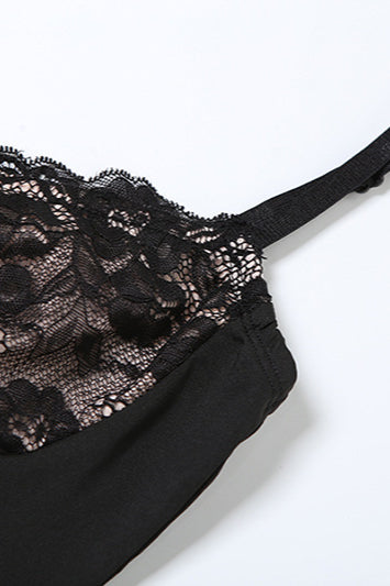 French Lace Insert Sleeveless Bodycon Maxi Dress