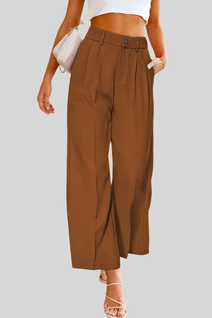High Waist Wide Leg Pants with Pockets