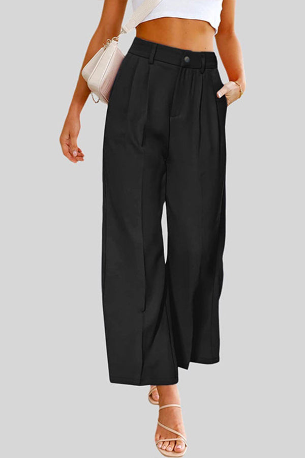 High Waist Wide Leg Pants with Pockets