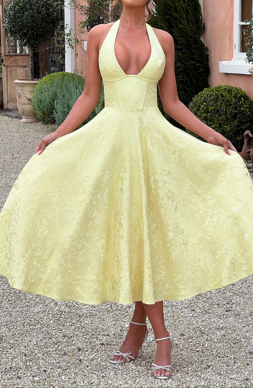 Triana Midi Dress - Lemon
