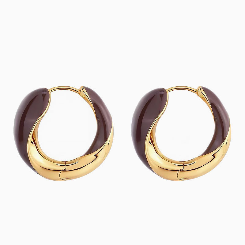 Two Tone Hinged Hoop Earrings in Luxury Metallic Enamel