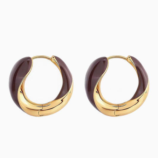 Two Tone Hinged Hoop Earrings in Luxury Metallic Enamel