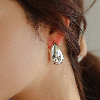 Statement Making Oversized Water Drop Half Hoop Polished Dome Earrings