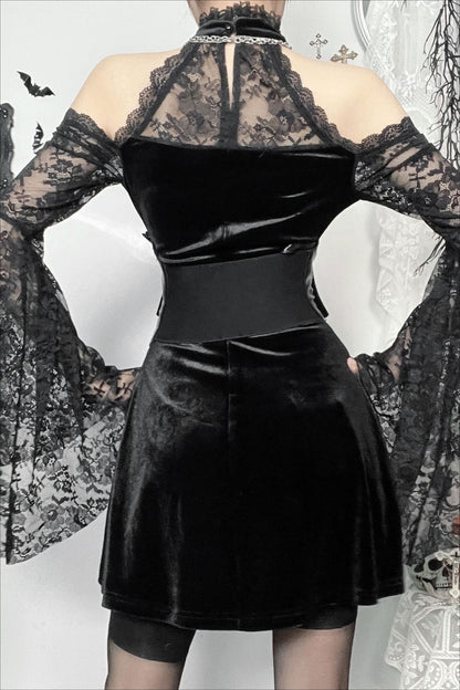 Lace Spliced Bodycon Gothic Dress