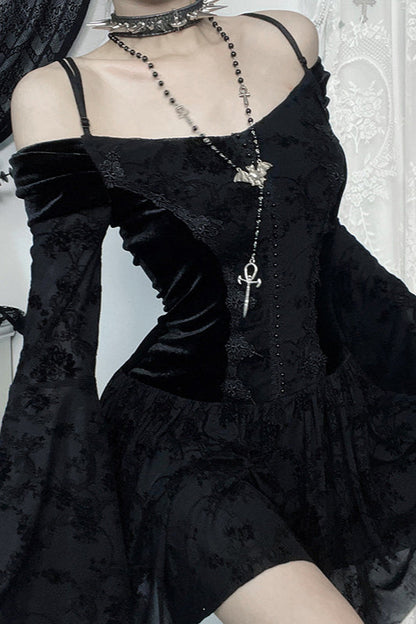 Off Shoulder Velvet Gothic Dress