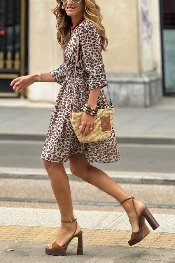 Vestido con estampado de leopardo Iraida