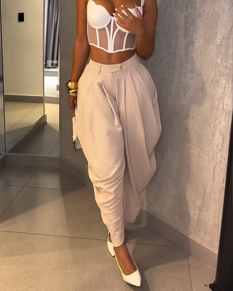 High Waist Loose Drape Pleated Casual Pants