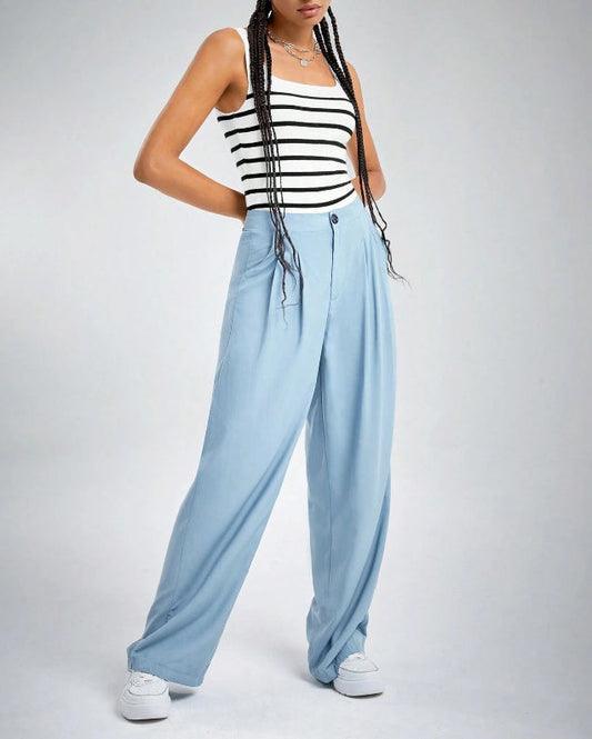 Slim Fit Knitted Vest Striped Large U-Neck Halter Top