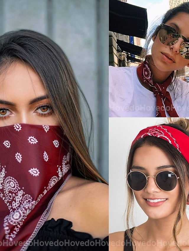 1pc Headbands Bandana Hair Scarf For Street Gift Holiday Head Handmade Fabric Black Blue Dark Red for Women