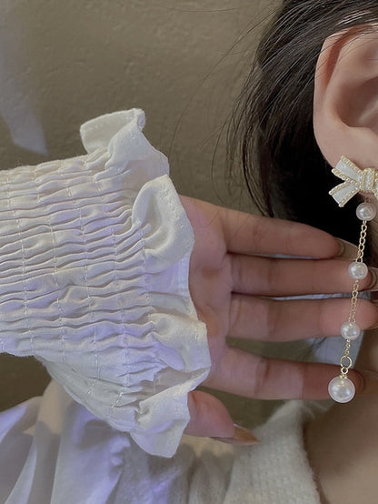 1 Pair Earrings For Girls' Wedding Imitation Diamond 18K Gold Long Pearl Earrings Baroque Drop Dangle Earrings for Women Statement Snake Chain Dainty Adjustable Stud Jewelry for Wedding for Women