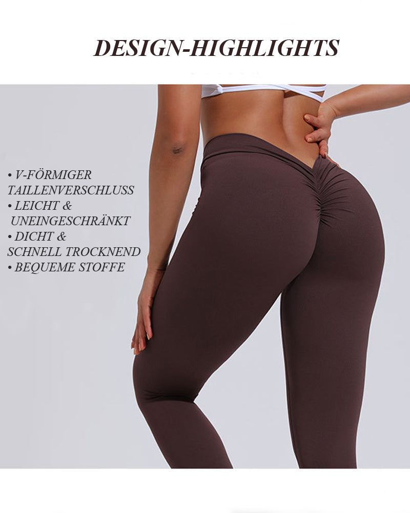 V-Waist Butt Lifting Peach Leggings High Waist SportsYoga Pants