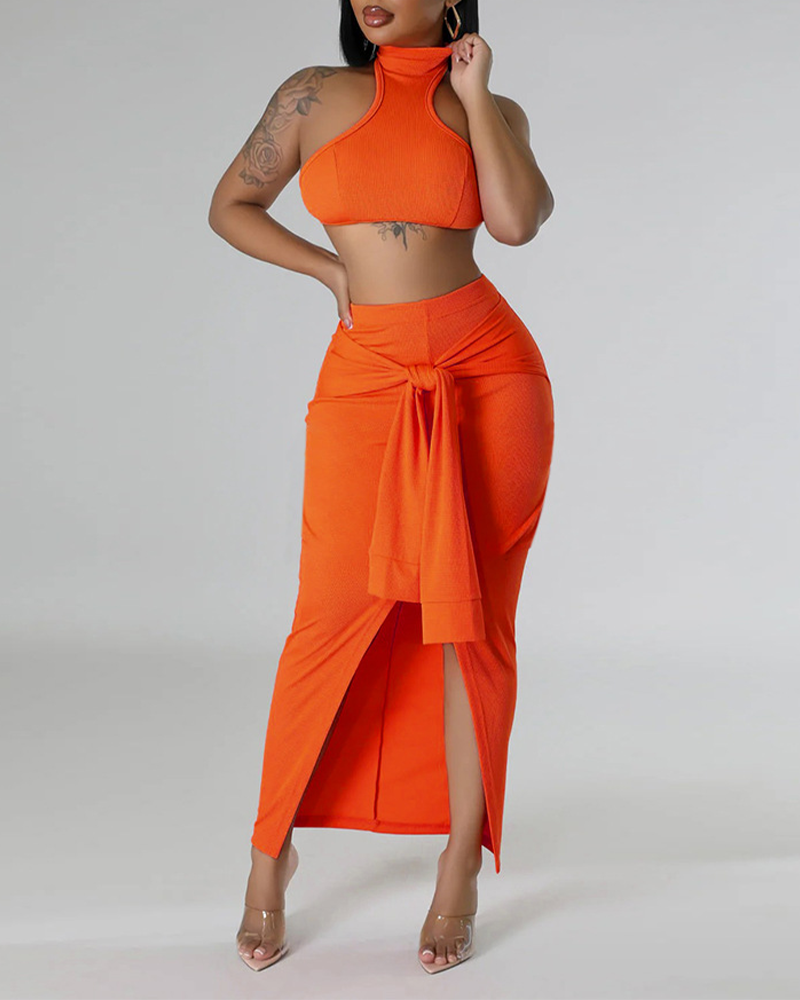 Waist Sleeveless Dress Suit