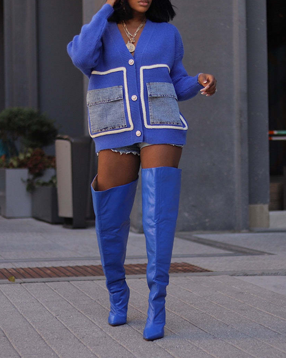 Loose Patchwork Cardigan Sweater