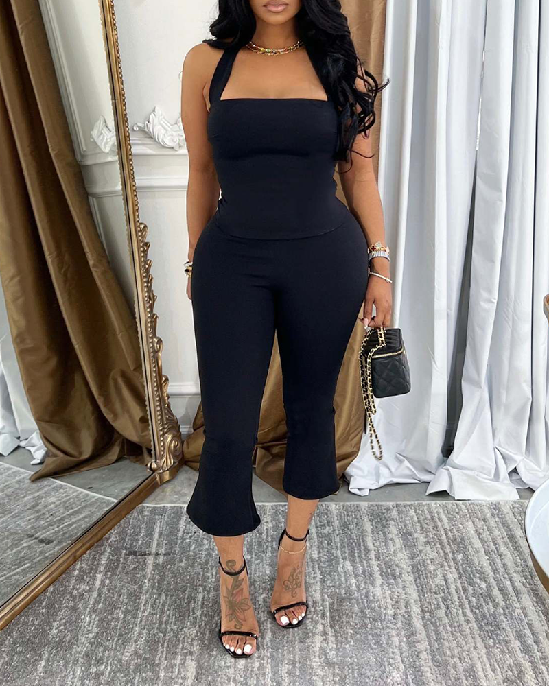 Backless Suspender Camisole Suit