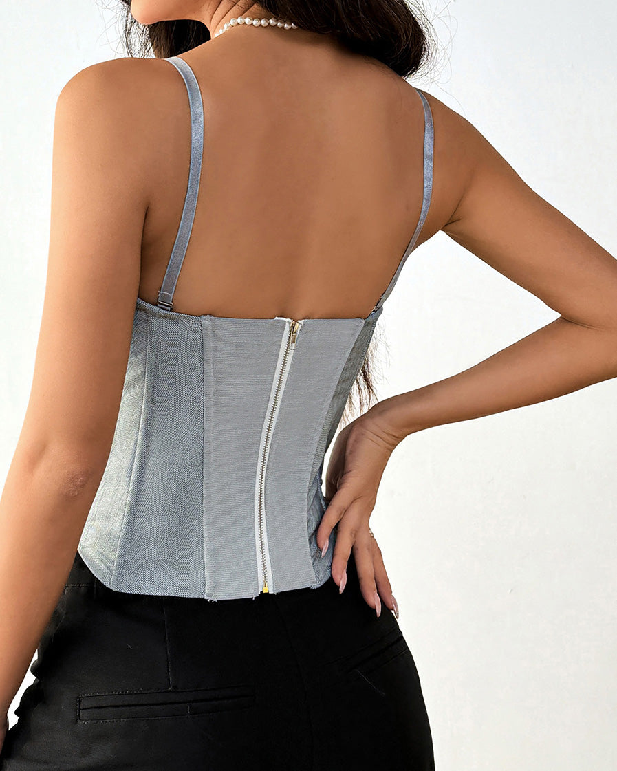 Contrast Color Herringbone Vest