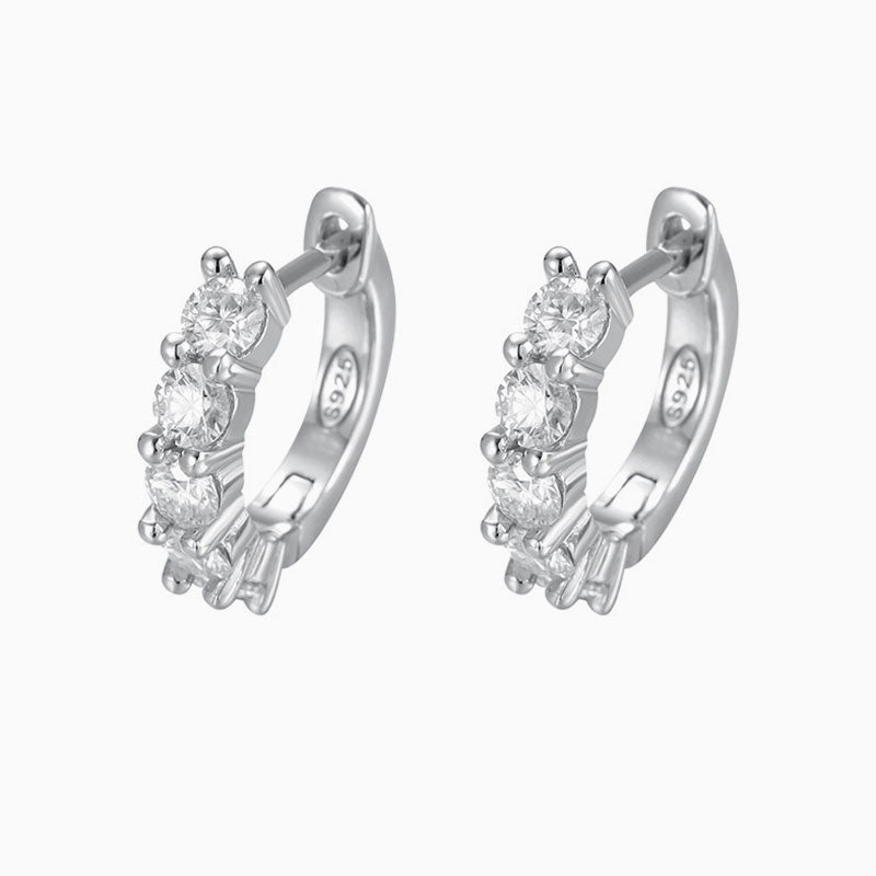 3MM Moissanite Sterling Silver Hinge Huggie Earrings