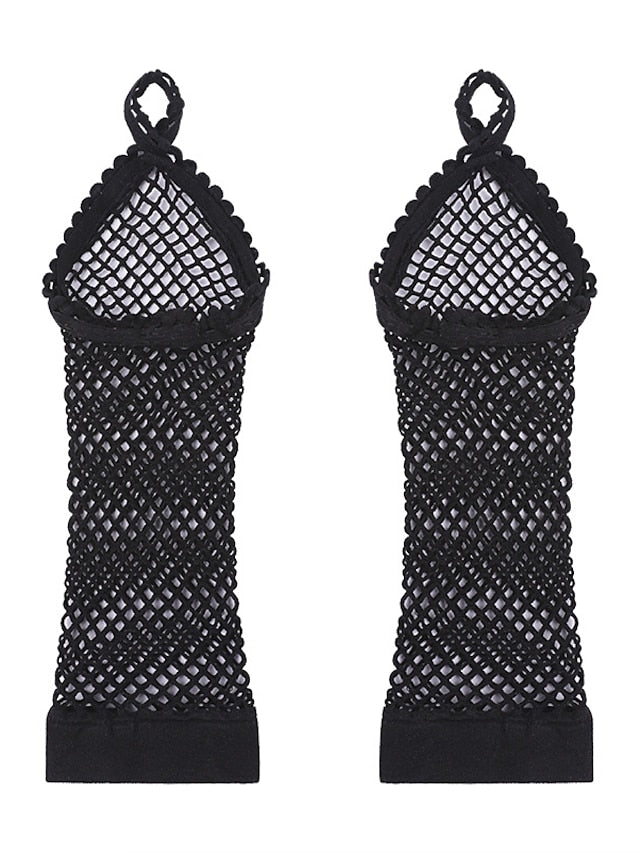 1 Pair Fishnet Fingerless Long Driving Black Gloves Leg Arm Cuff Party Wear Fancy Dress for Sexy Beautiful Arm Sleeve for Women