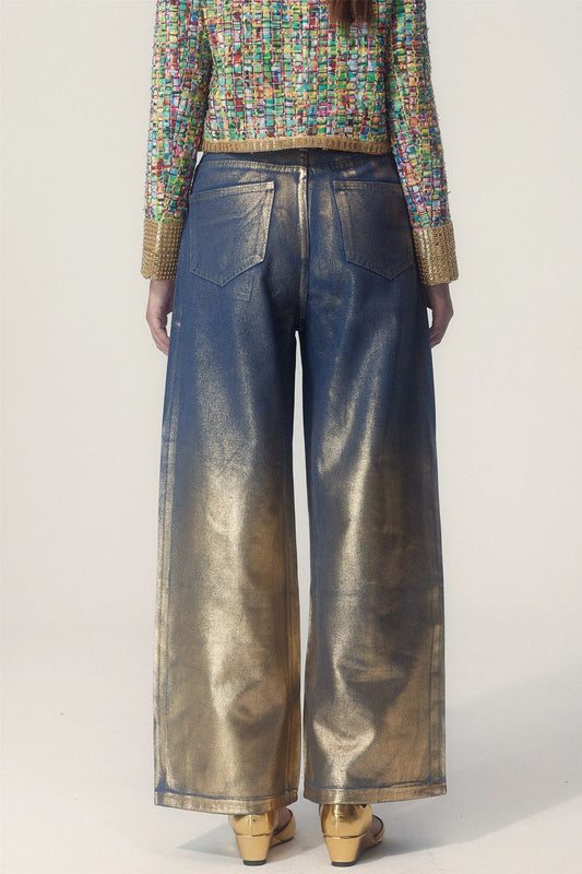 Vicky Straight Leg Gold Foil Jeans
