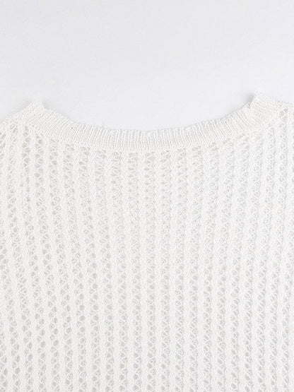White Long Sleeve Crochet Top