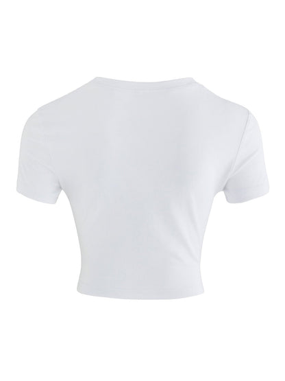 White Vintage Fruity Butterfly Print Crop Top